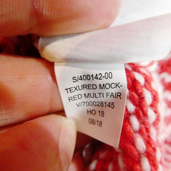 Gap Fair Isle Mock Neck Pullover Sweater Sz M Red Ivory Heavyweight Knit - Picture 9 of 9